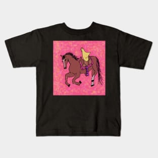 Chicken riding a horse flower Kids T-Shirt